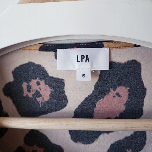 LPA Top 13 Painted Love Animal Print Revolve Size S Open Front Tie Hem Leopard - Picture 5 of 7